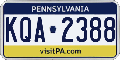 PA license plate KQA2388