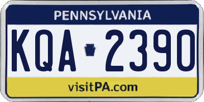 PA license plate KQA2390