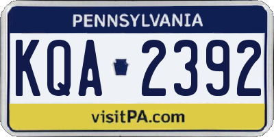 PA license plate KQA2392