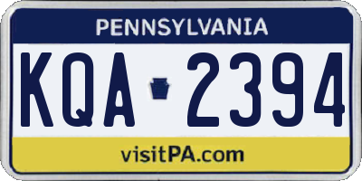 PA license plate KQA2394