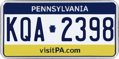 PA license plate KQA2398