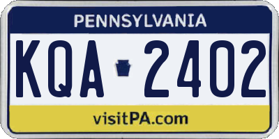 PA license plate KQA2402