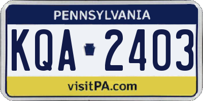 PA license plate KQA2403