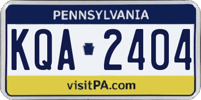 PA license plate KQA2404