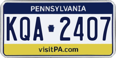 PA license plate KQA2407