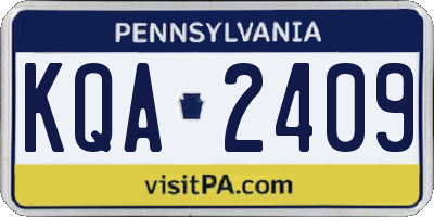 PA license plate KQA2409