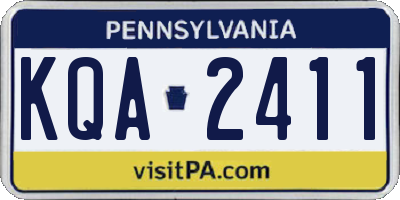 PA license plate KQA2411