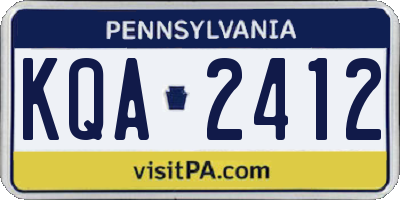 PA license plate KQA2412