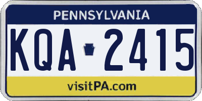 PA license plate KQA2415