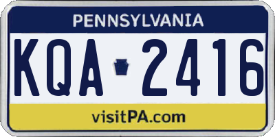 PA license plate KQA2416