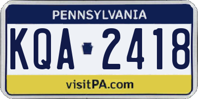 PA license plate KQA2418