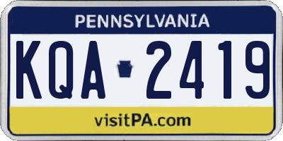 PA license plate KQA2419