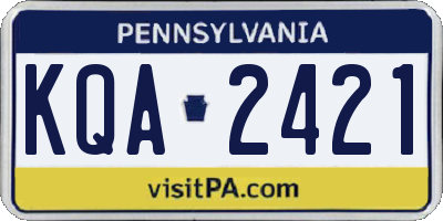 PA license plate KQA2421