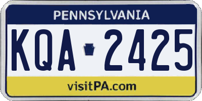 PA license plate KQA2425
