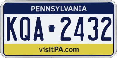 PA license plate KQA2432