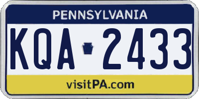 PA license plate KQA2433