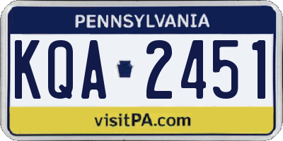 PA license plate KQA2451