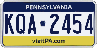 PA license plate KQA2454