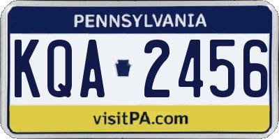 PA license plate KQA2456