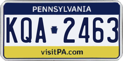 PA license plate KQA2463