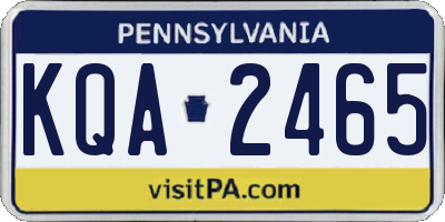PA license plate KQA2465
