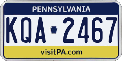 PA license plate KQA2467