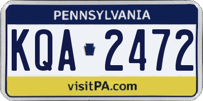 PA license plate KQA2472