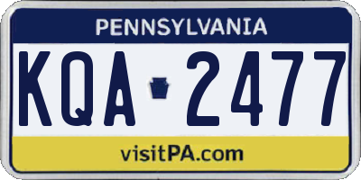 PA license plate KQA2477