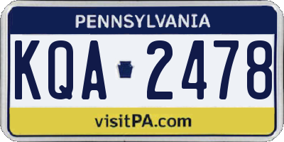 PA license plate KQA2478