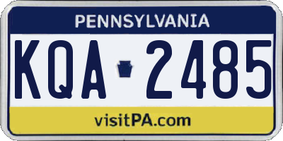 PA license plate KQA2485
