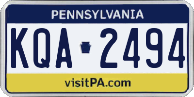 PA license plate KQA2494