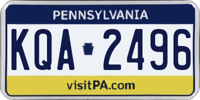 PA license plate KQA2496