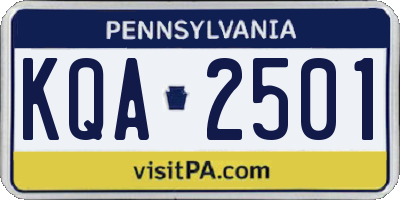 PA license plate KQA2501