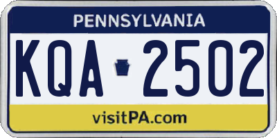 PA license plate KQA2502