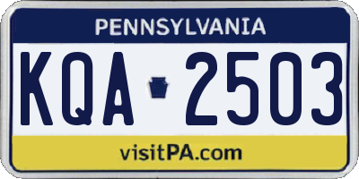 PA license plate KQA2503