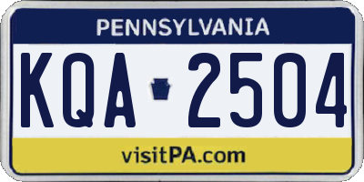 PA license plate KQA2504