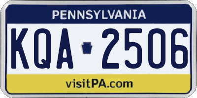 PA license plate KQA2506