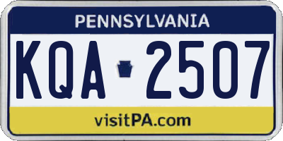 PA license plate KQA2507