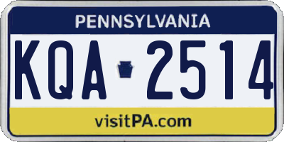 PA license plate KQA2514