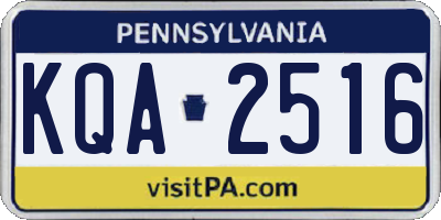 PA license plate KQA2516