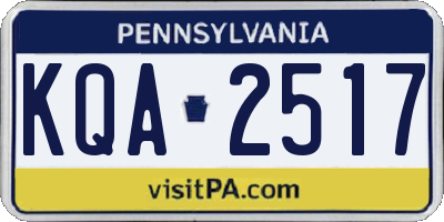 PA license plate KQA2517