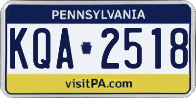 PA license plate KQA2518