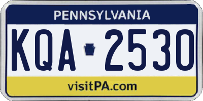 PA license plate KQA2530