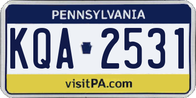 PA license plate KQA2531