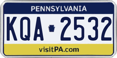 PA license plate KQA2532