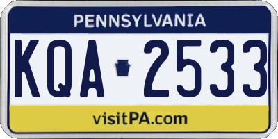 PA license plate KQA2533