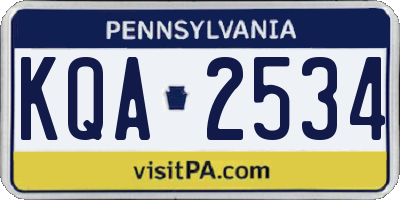 PA license plate KQA2534