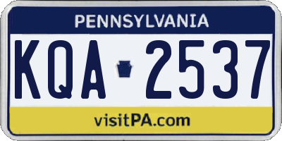 PA license plate KQA2537