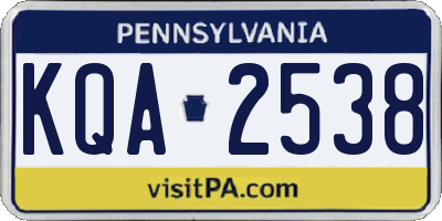 PA license plate KQA2538