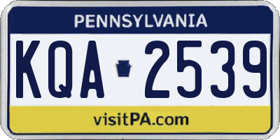 PA license plate KQA2539